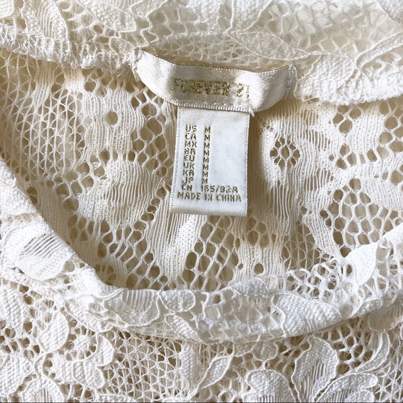 Forever 21 Short Sleeve All Lace Off White Top M - Picture 3 of 6